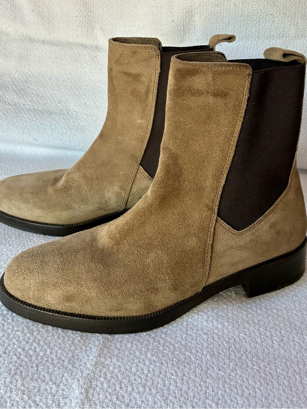 Emanuele Crasto Made in Italy Suede Chelsea Booties in Taupe